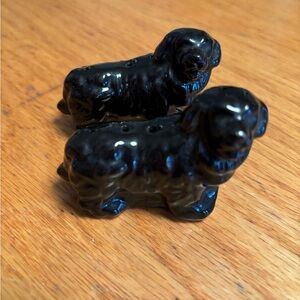 Black Ceramic Dog Salt & Pepper Shakers - Decorative Pet Table Accent